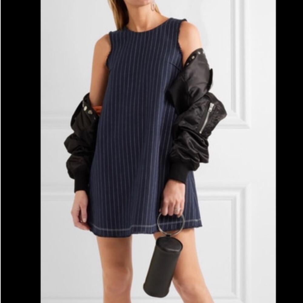 T by Alexander Wang Frayed Pinstripe Dress